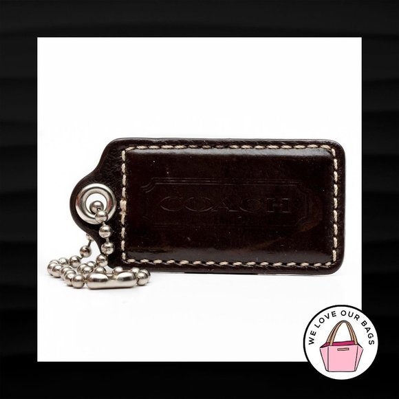 2.5" Large COACH BROWN LEATHER KEYFOB BAG CHARM - Picture 1 of 1